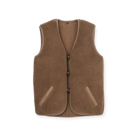 Gilet sans manches en laine mérinos brun m