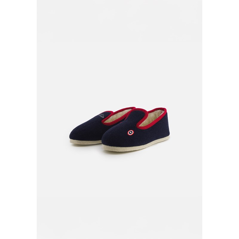 Chaussons d'intérieur bouclette bleu marine - coton