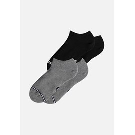Lot de 2 paires de chaussettes basses noir et gris  - coton