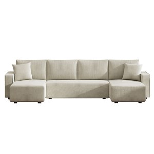 Salisbury canapé panoramique convertible 6 places avec coffre en velours côtelé