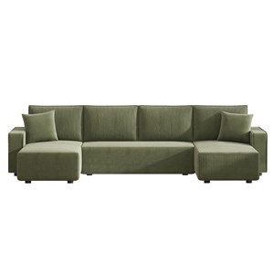 Salisbury canapé panoramique convertible 6 places avec coffre en velours côtelé