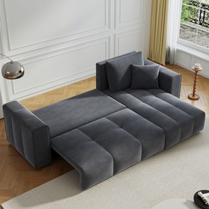 Brighton canapé d'angle convertible 4 places avec coffre en velours gris anthrac