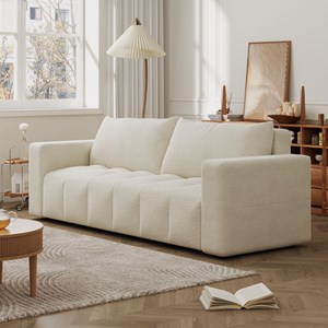 Canterbury canapé convertible 3 places avec coffre en bouclette beige