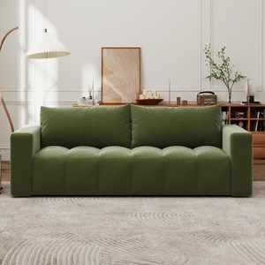 Canterbury canapé convertible 3 places avec coffre en bouclette vert