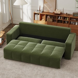 Canterbury canapé convertible 3 places avec coffre en bouclette vert