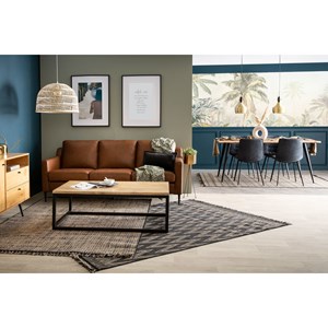 Table basse rectangulaire bois clair manguier massif et métal l120 cm factory