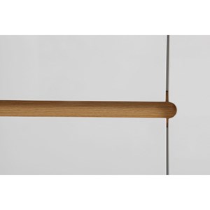 Buffet blanc brillant et finition bois clair 2 portes 2 tiroirs l160cm melka