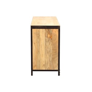 Commode en bois manguier massif et métal noir 6 tiroirs l130 cm industria