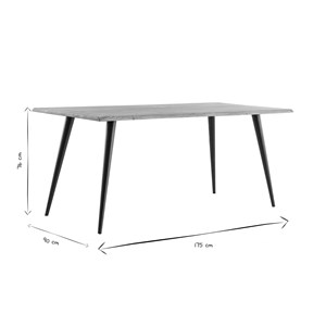 Table à manger rectangulaire en bois massif et métal noir l175 cm edge