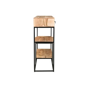 Console avec rangements 4 tiroirs en bois massif et métal noir l115 cm grenelle