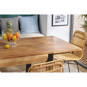 Table extensible  rectangulaire en bois massif et métal noir l120-210 cm trap