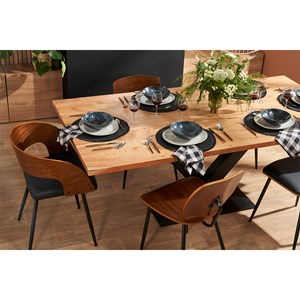 Table à manger rectangulaire en bois massif et métal noir l200 cm valley