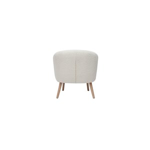 Fauteuil en tissu effet laine bouclée blanc cassé et bois clair maggie