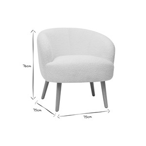 Fauteuil en tissu effet laine bouclée blanc cassé et bois clair maggie