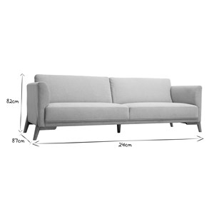 Canapé 4 places en tissu effet velours texturé beige et bois clair sindro