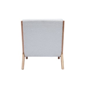 Fauteuil en tissu effet laine bouclée blanc et bois clair massif derry