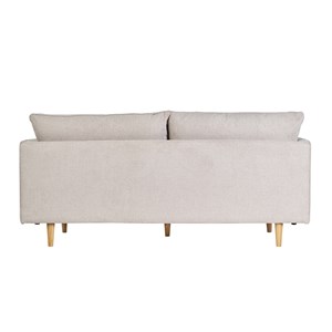 Canapé 3 places en tissu effet velours texturé beige et bois clair clayton