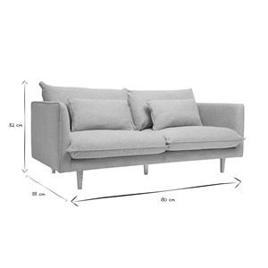 Canapé 3 places en tissu effet velours texturé beige et bois clair clayton