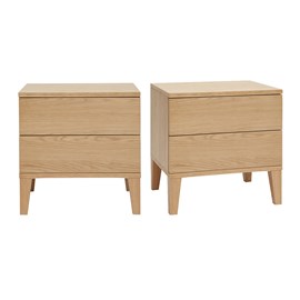 Tables de chevet avec rangements 2 tiroirs bois clair chêne (lot de 2) freddy