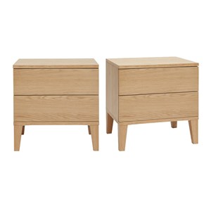 Tables de chevet avec rangements 2 tiroirs bois clair chêne (lot de 2) freddy