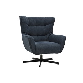 Fauteuil pivotant en tissu effet velours texturé bleu foncé et métal avery