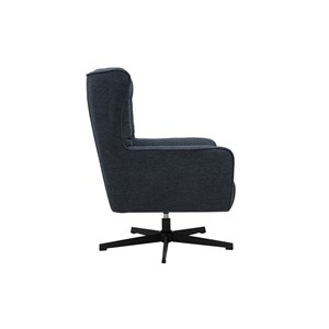 Fauteuil pivotant en tissu effet velours texturé bleu foncé et métal avery