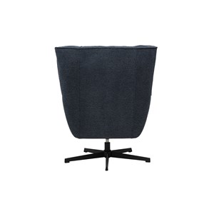 Fauteuil pivotant en tissu effet velours texturé bleu foncé et métal avery