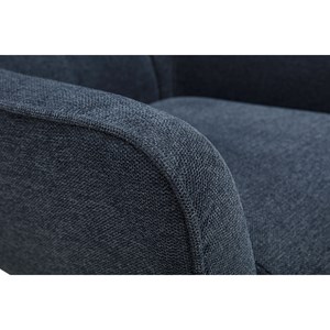 Fauteuil pivotant en tissu effet velours texturé bleu foncé et métal avery