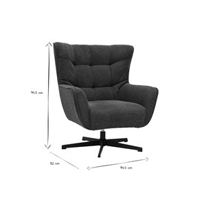 Fauteuil pivotant en tissu effet velours texturé bleu foncé et métal avery