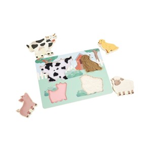 Puzzle tactile en bois- la ferme