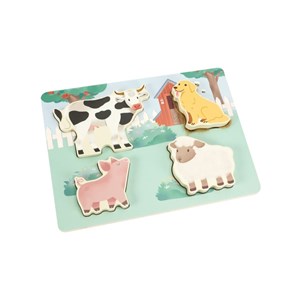 Puzzle tactile en bois- la ferme