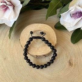 Bracelet shambala en obsidienne noire – ancrage et clarté mentale