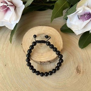 Bracelet shambala en obsidienne noire – ancrage et clarté mentale