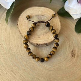 Bracelet shambala en œil de tigre – force et protection