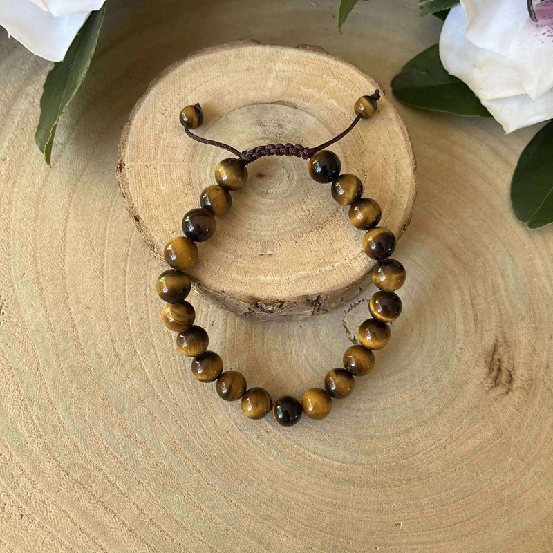 Bracelet shambala en œil de tigre – force et protection