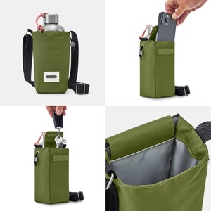 Sac à bouteille isotherme-olive-avec poche sécurisé Olive