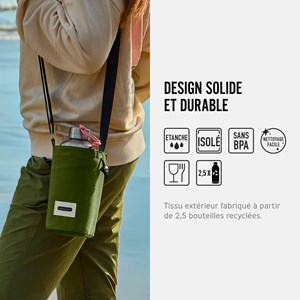 Sac à bouteille isotherme-olive-avec poche sécurisé Olive