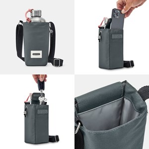 Sac à bouteille isotherme-gris-avec poche sécurisé Gris