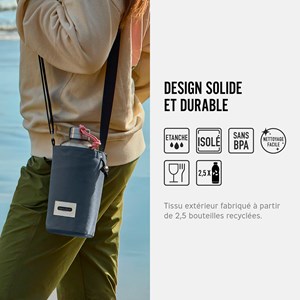 Sac à bouteille isotherme-gris-avec poche sécurisé Gris