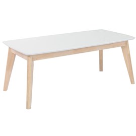 Table basse rectangulaire blanc et bois clair massif l105 cm leena