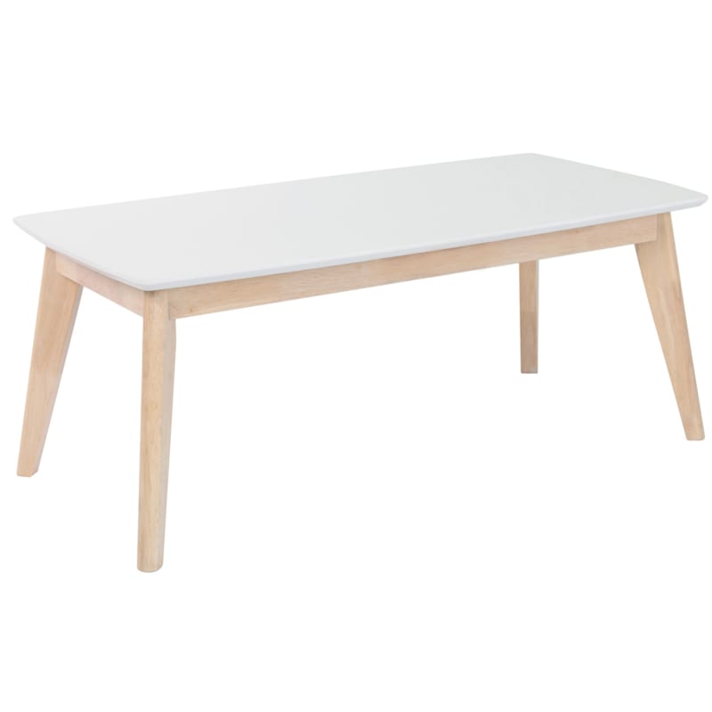 Miliboo - Table basse scandinave blanche avec pieds bois LEENA