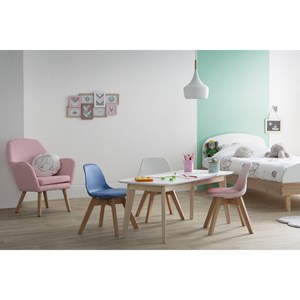 Table basse rectangulaire blanc et bois clair massif l105 cm leena