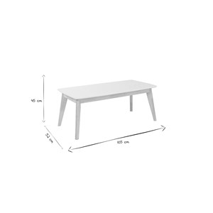 Table basse rectangulaire blanc et bois clair massif l105 cm leena