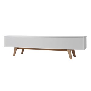 Meuble tv blanc brillant et bois l180 cm melka