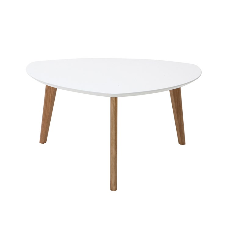 Miliboo - Table basse blanc et bois clair chêne l80 cm ekka
