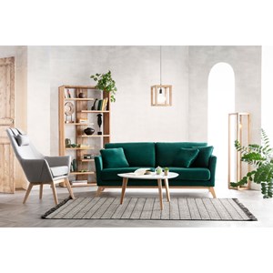 Table basse blanc et bois clair chêne l80 cm ekka