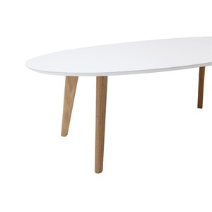 Table basse ovale blanc et bois clair chêne l120 cm ekka