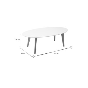 Table basse ovale blanc et bois clair chêne l120 cm ekka