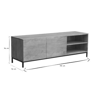 Meuble tv en bois manguier massif et métal l145 cm ypster