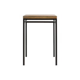 Table haute carrée en manguier massif et métal noir l70 cm ypster